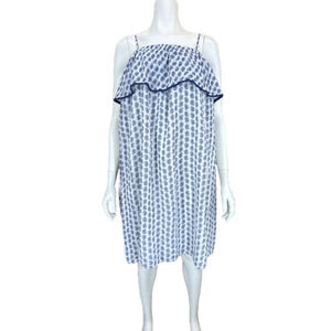 Polo Ralph Lauren Girl 7 Blue White Paisley Print Ruffle Shoulder Midi Sundress